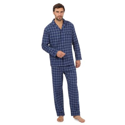 Big and tall big and tall navy checked cotton pyjama set